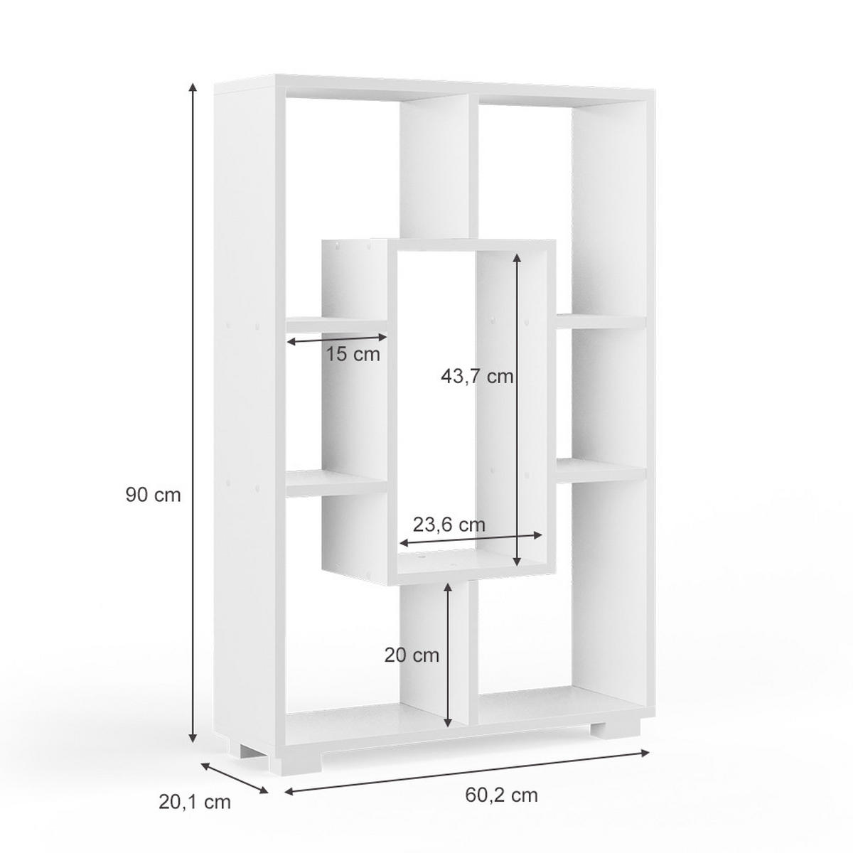 RAUMTEILER Domus Weiß 60.2 x 90 cm 7 Fächer - Weiß, Holzwerkstoff (60.2/90/20.1cm) - Vicco