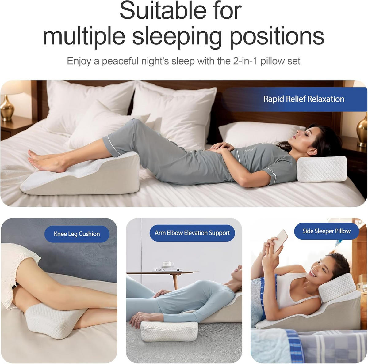 SEITENSCHLÄFERKISSEN Weiß - Weiß, Textil (55/60cm) - Vercart