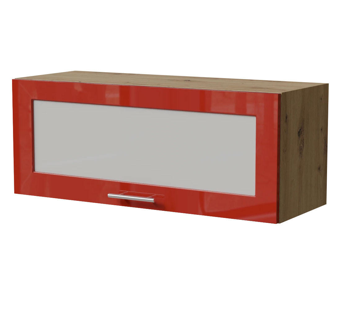 KLAPPHÄNGESCHRANK Brerra W4BS/90 WKF Eiche Artisan / RAL 3002 karminrot Hochglanz 90 / 32,5 / 36cm - Rot/Eiche Artisan, Holz/Holzwerkstoff (90/36/32.5cm) - Feldmann-Wohnen
