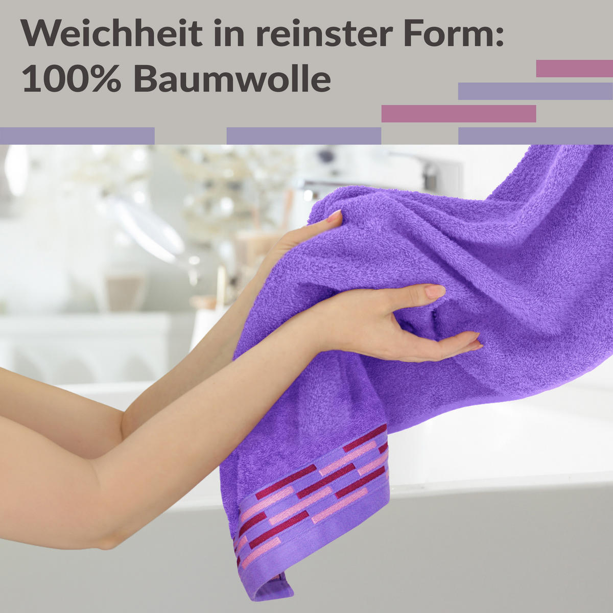 HANDTUCH Lugano Lila 2er 50x100 cm - Lila, Textil (50/100cm) - Lashuma