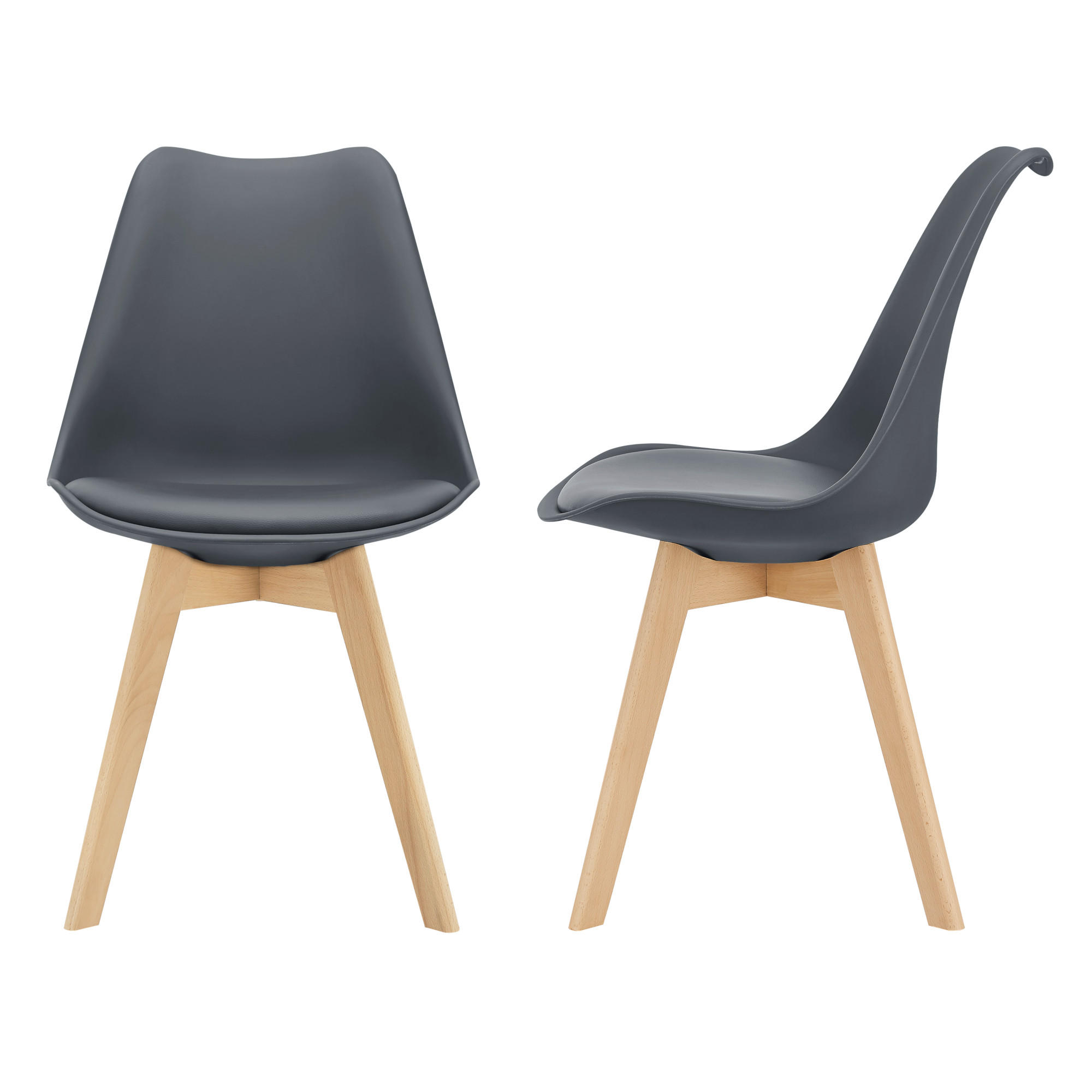 ESSZIMMERSTUHL-SET 2 TLG. Fläten - Grau, Leder (49/81/57cm) - [en.casa]