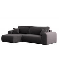 ECKSOFA Mit Schlaffunktion und Stauraum für Bettzeug Capri Stoff Poso Dunkelgrau Links - Dunkelgrau, Holz/Textil (145/272cm) - Kaiser Möbel