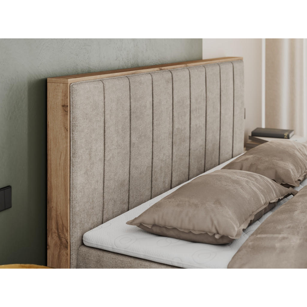 Thumbnail - MKS Boxbett, Beige, Textil, 2-Sitzer, H3, Rechteckig, 160x200 cm, Schlafzimmer, Betten, Boxspringbetten