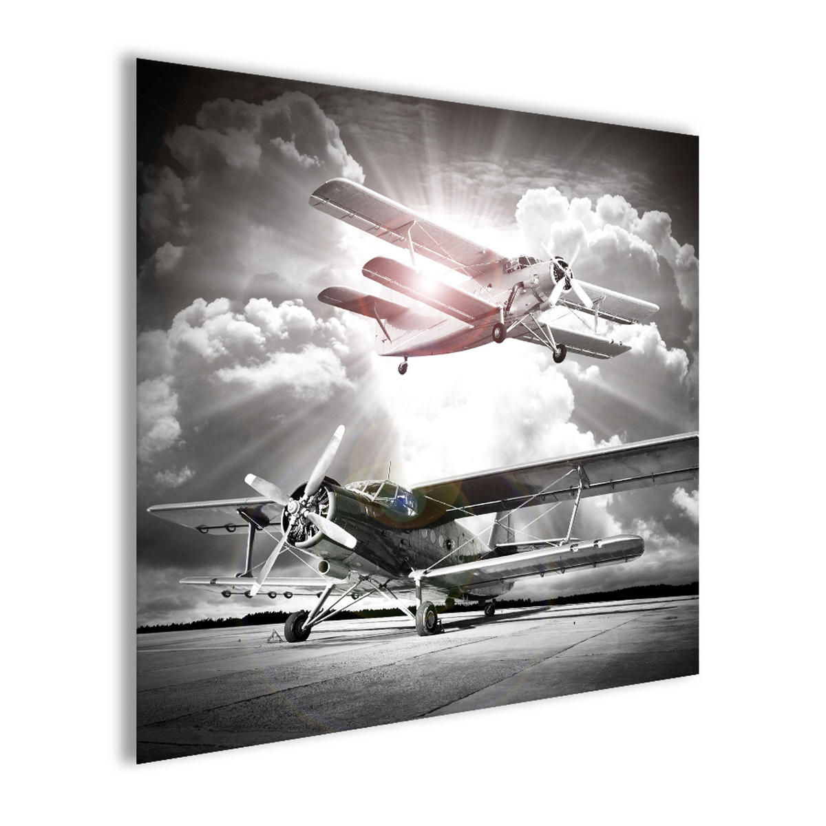 GLASBILD 30x30 cm Flugzeuge - Anthrazit, Glas (30/30cm) - artissimo