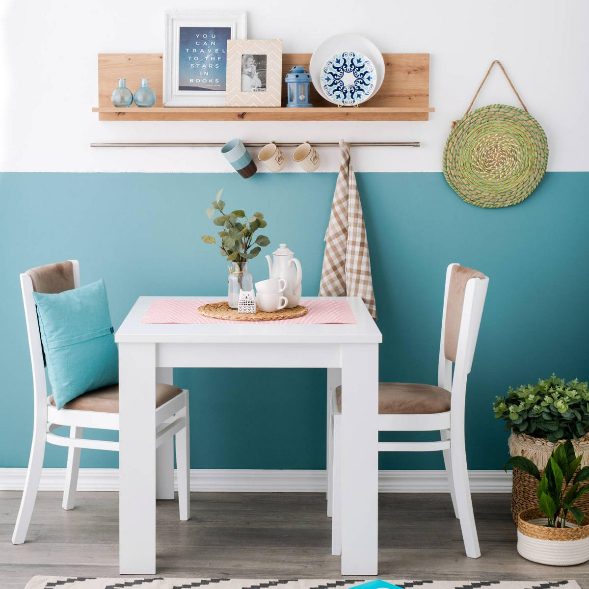 ESSTISCH in Holzwerkstoff 80/80/75 cm - Weiß, Holz (80/80/75cm) - Homestyle4u