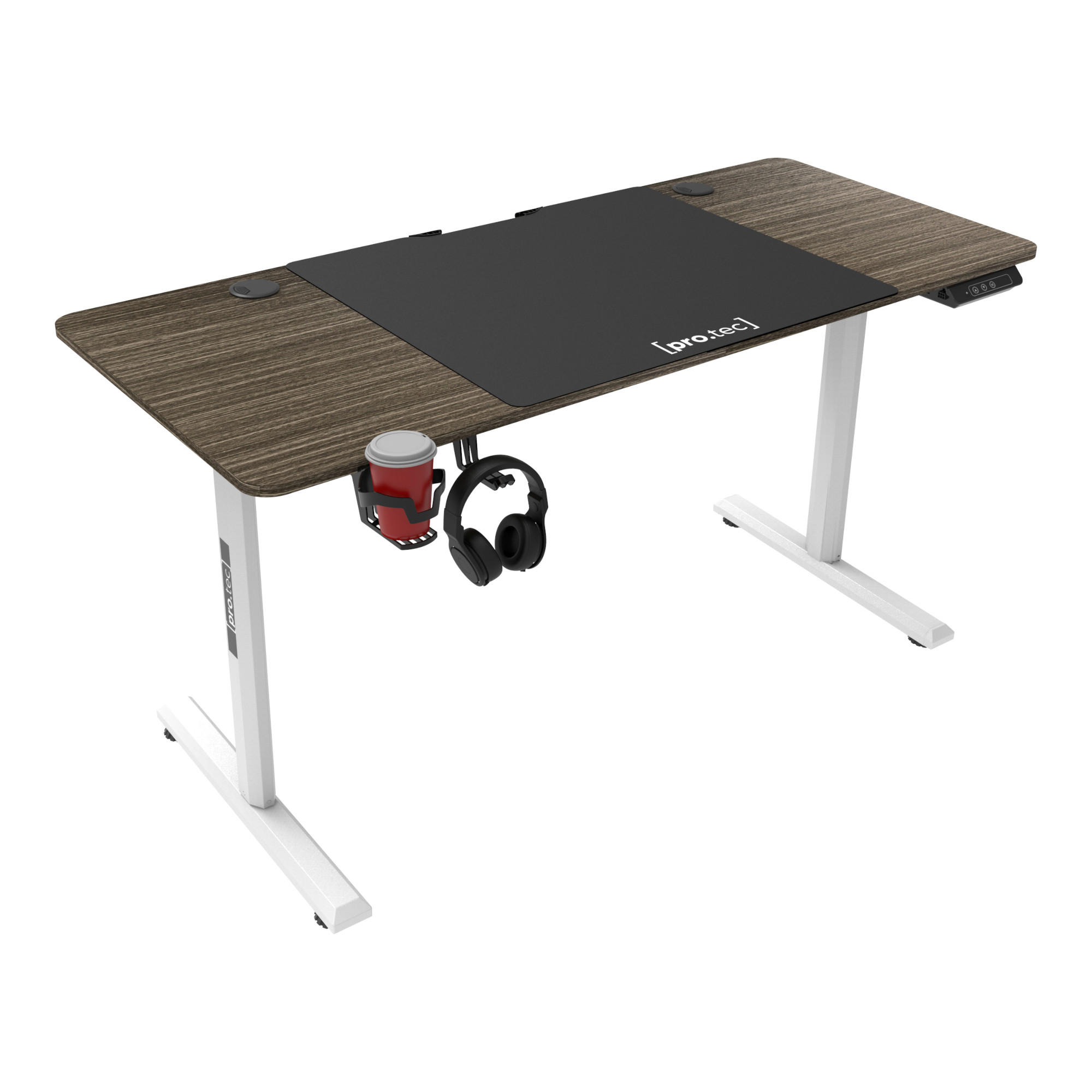 COMPUTERTISCH Hayward - Dunkelbraun/Weiß, Holzwerkstoff/Metall (60/140/117cm) - pro.tec