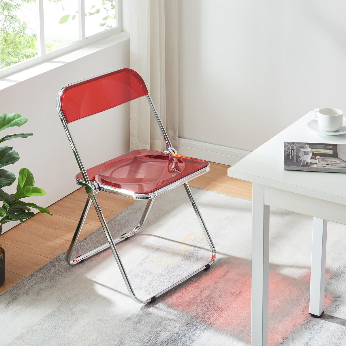 KLAPPSTUHL-SET Pornainen 2 TLG. - Rot, Kunststoff/Metall (46/74/47cm) - [en.casa]