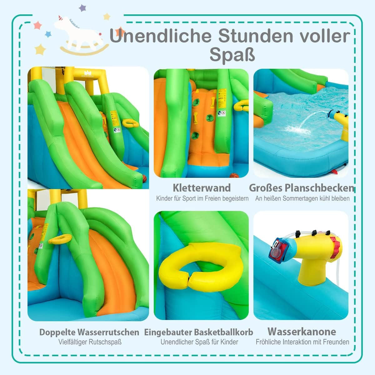 HÜPFBURG 255cm Multicoloured - Multicolor, Kunststoff (400/360/255cm) - COSTWAY