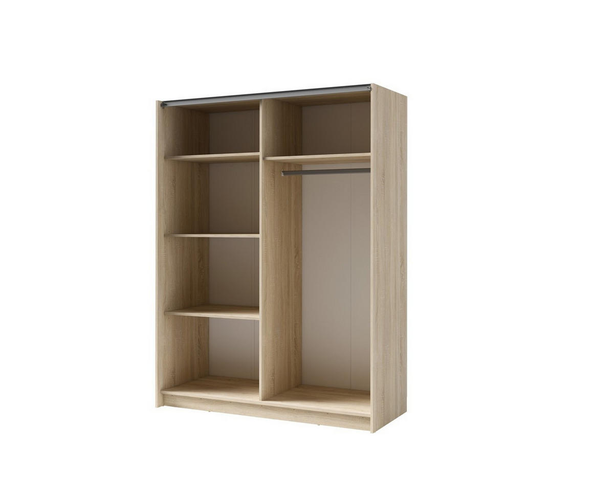 SCHWEBETÜRENSCHRANK ELRON 180,6/198,5/62cm 2-türig mit Spiegel Sonoma Eiche - Sonoma Eiche, Holzwerkstoff (180.6/198.5/62cm) - MASSENO