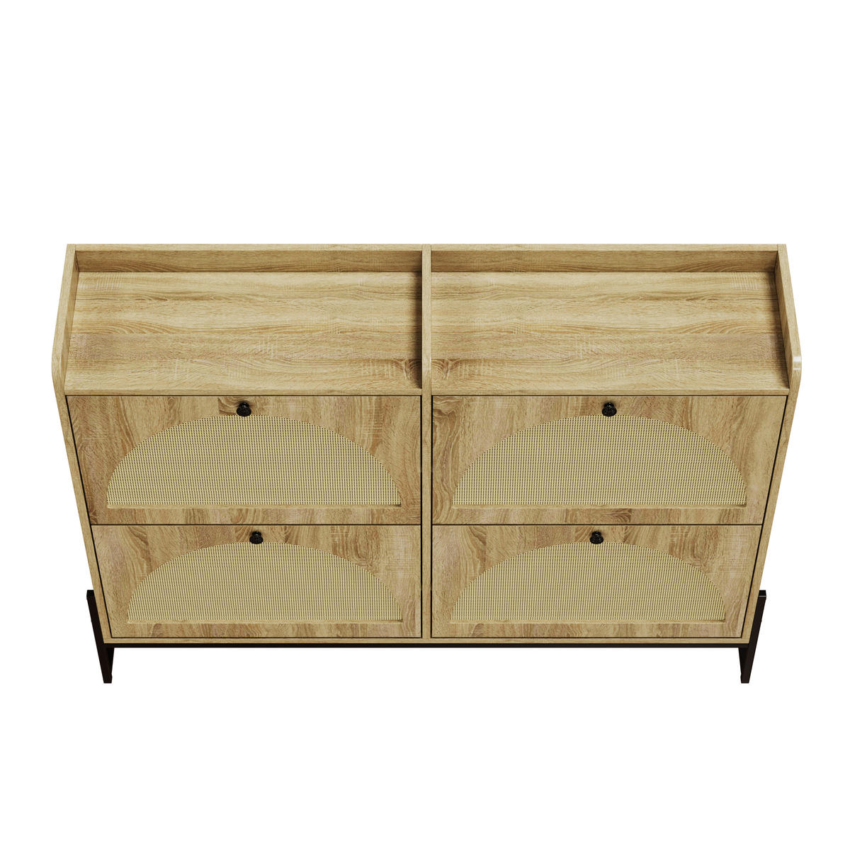 SCHUHSCHRANK 4 Klappen schmal verstellbar Schuhkipper Flur modern - Naturfarben, Holzwerkstoff (118/91.5/25cm) - FLIEKS