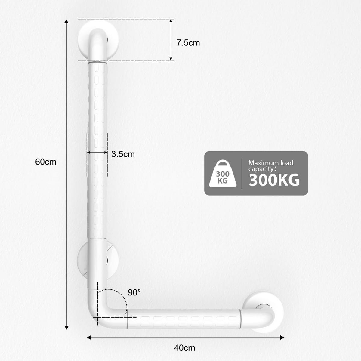 HALTEGRIFF WC Dusche Edelstahl 40/60 cm Für Senioren - Silberfarben, Metall (4.5/60/40cm)