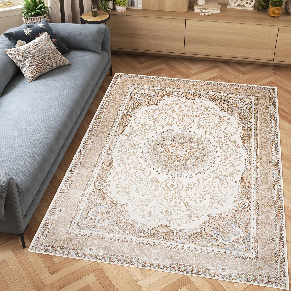 TEPPICH HERA Braun Creme 140/200 cm - Creme/Braun, Textil (140/200cm) - Tapiso