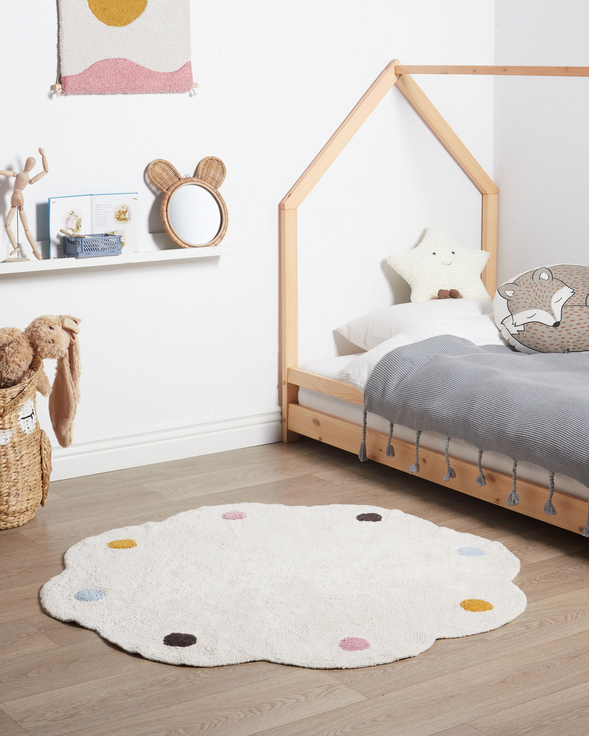 KINDERTEPPICH Durevi 120/120 cm - Beige/Multicolor, Textil (120/120cm) - Beliani
