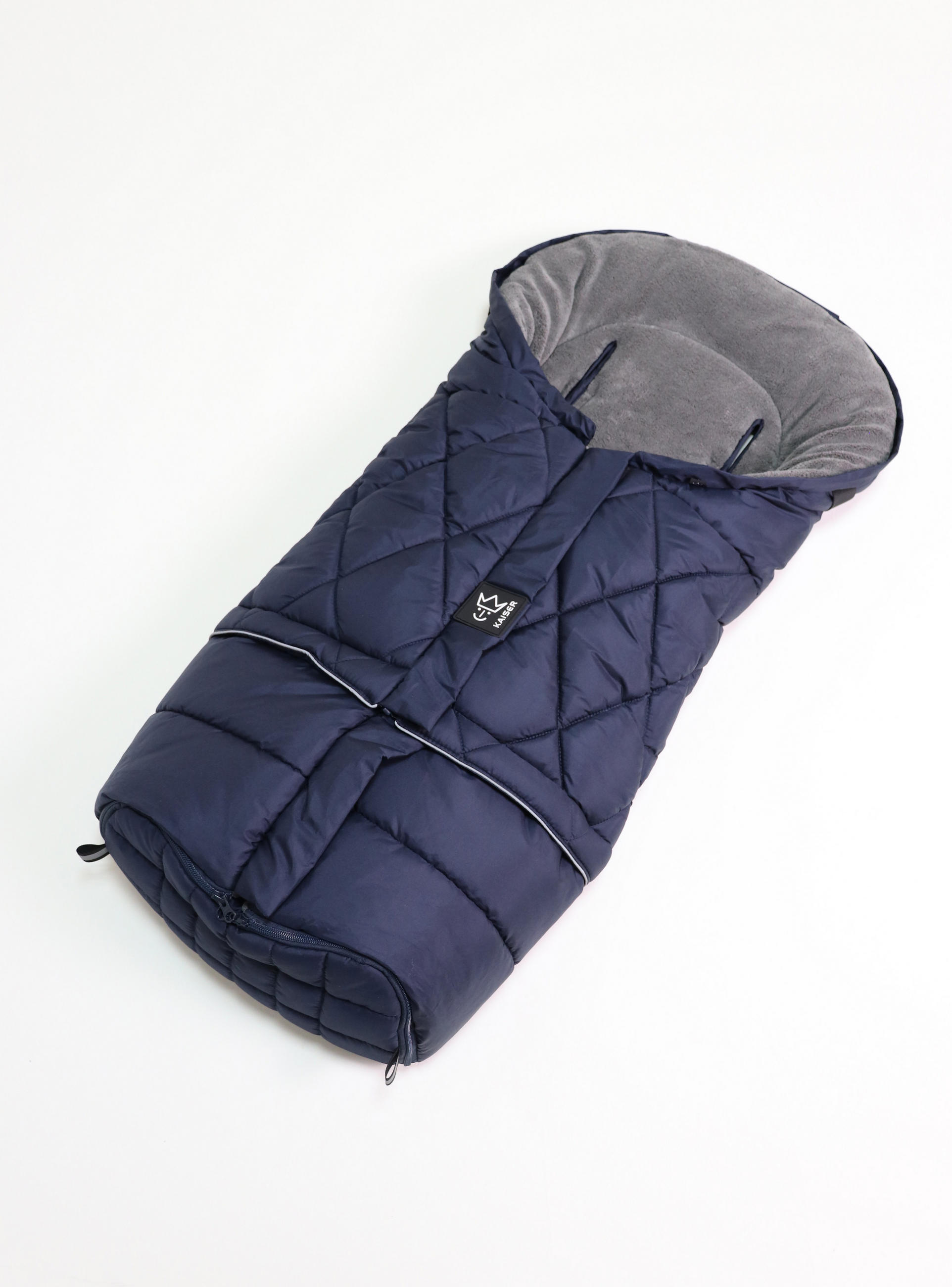 KINDERWAGEN-FUSSSACK Moony 2in1, Sherpa Fleece grey, navy - Blau, Textil (48/10/105cm) - Kaiserbaby