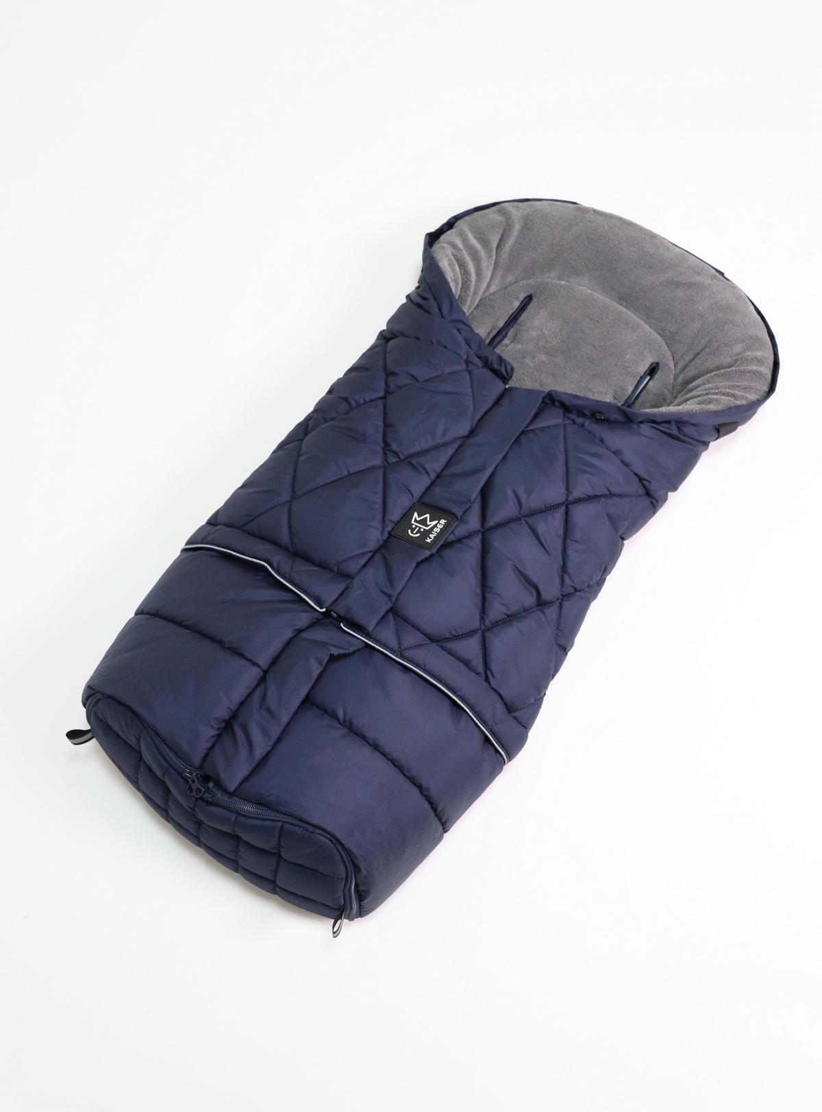 KINDERWAGEN-FUSSSACK Moony 2in1, Sherpa Fleece grey, navy - Blau, Textil (48/10/105cm) - Kaiserbaby
