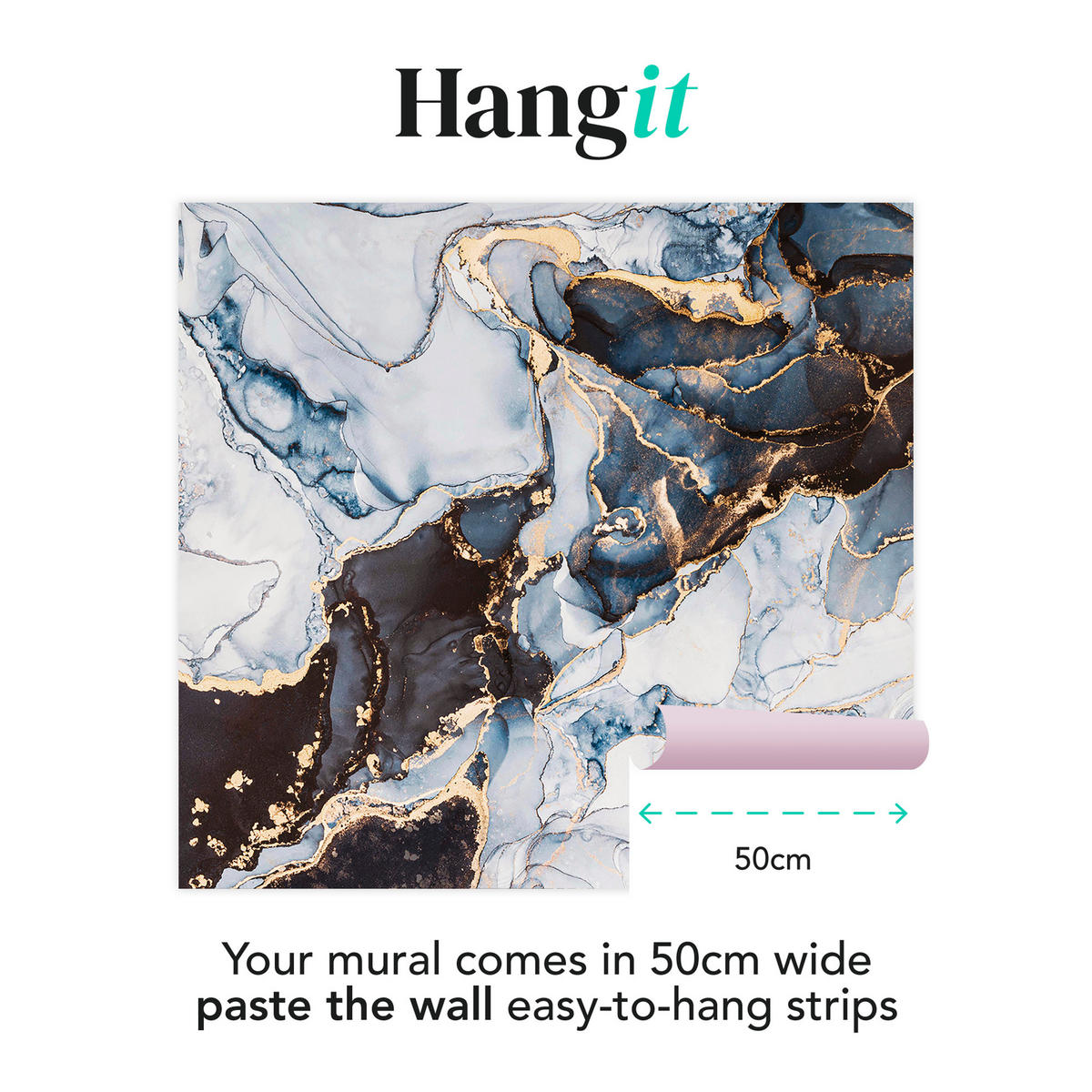 TAPETE Agate Marble - Blau, Papier/Kunststoff (280/300cm) - Art for the Home