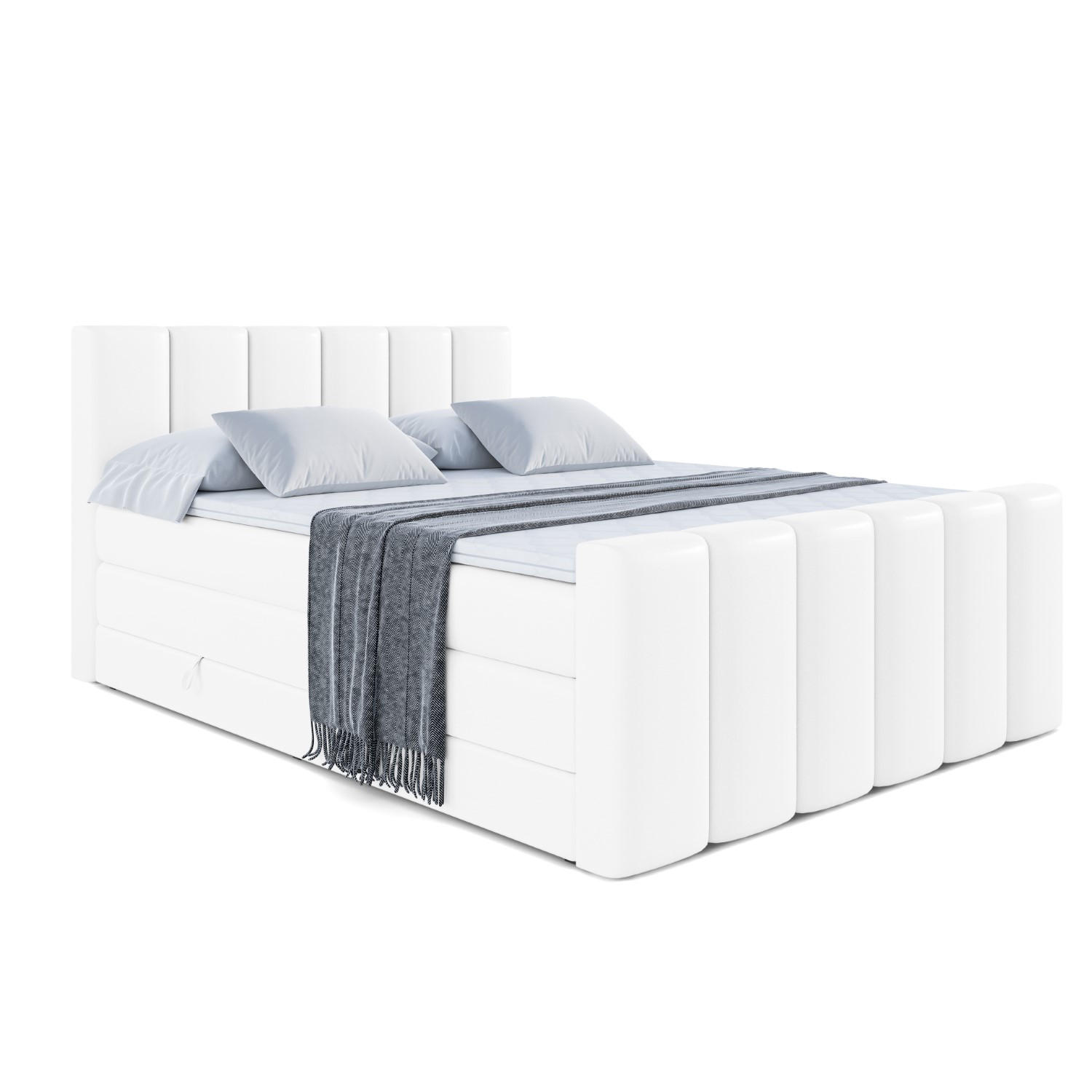 BOXSPRINGBETT BOXI1-Z KING - 200x200 - H3/H4 - Weiß Hochglanz - Weiß Hochglanz, Holzwerkstoff (200/200cm) - ALTDECOR