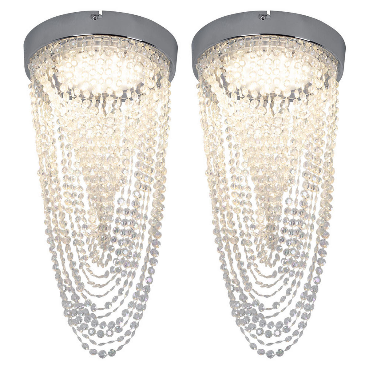 LED DECKENLEUCHTE Kira Chrom Kristall - Klar, Metall (20/20/34cm)