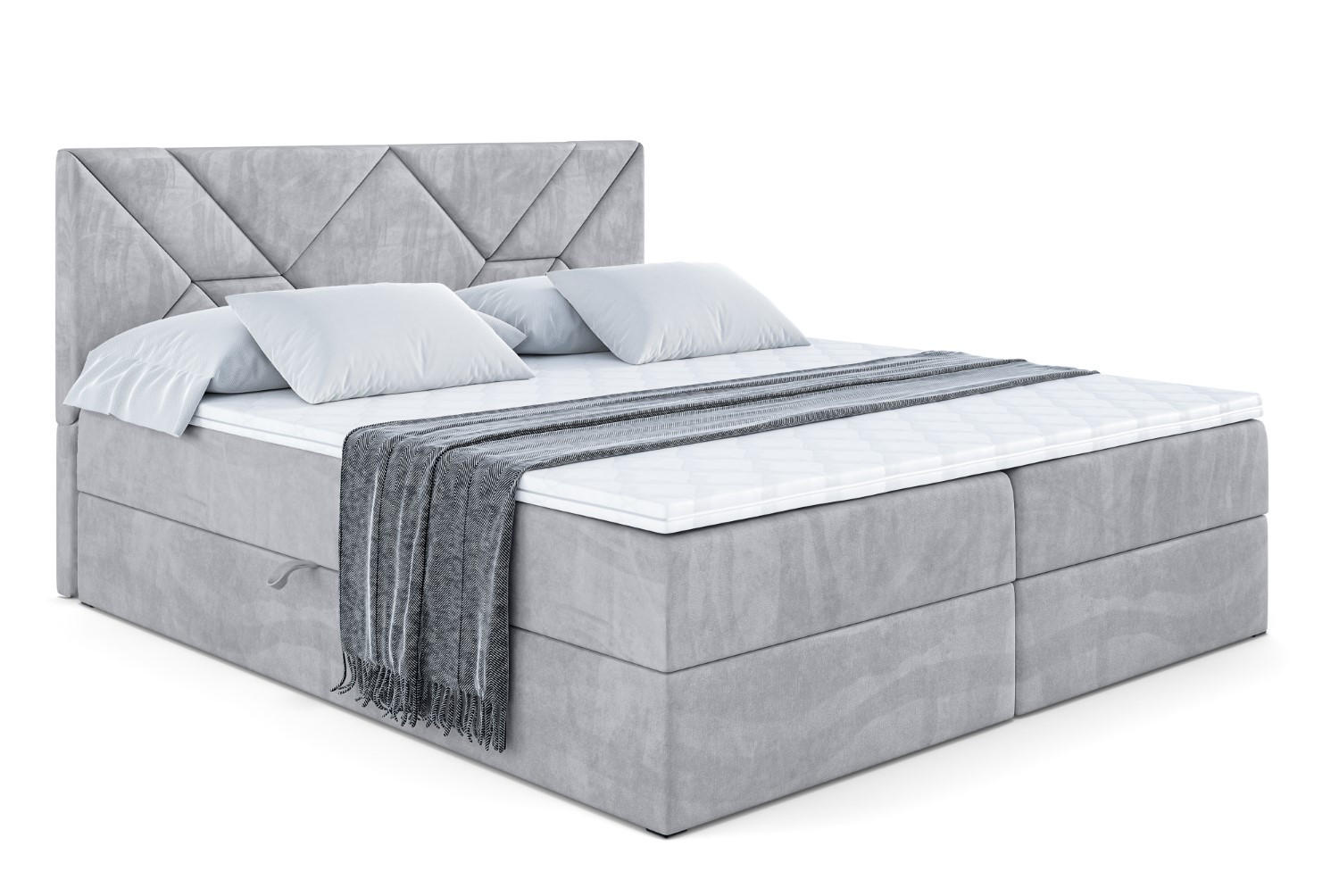 BOXBETT mit Matratze H3 und Lattenrost - BARWA - 140 x 200 Hellgrau - Hellgrau, Holzwerkstoff (140/200cm) - ALTDECOR