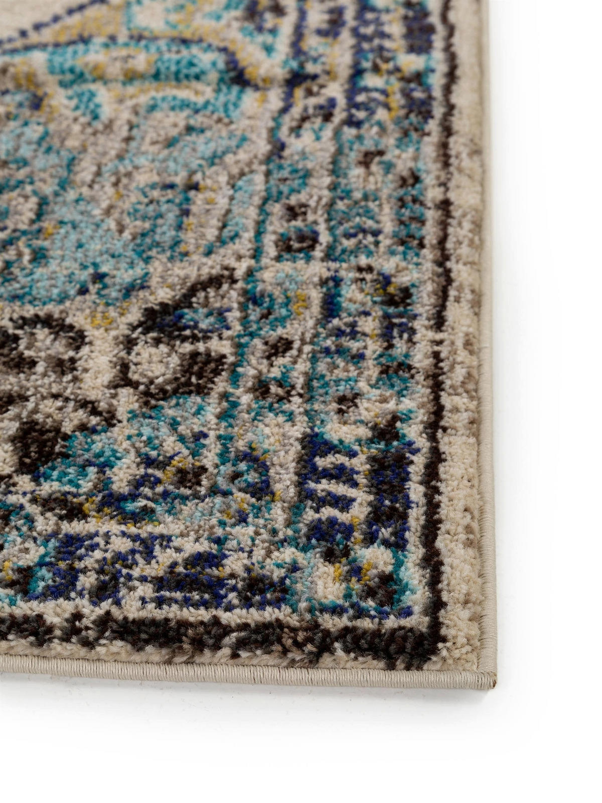 TEPPICH Casa Beige/Türkis 140x200 cm - Beige, Textil (140/200cm) - benuta Nest