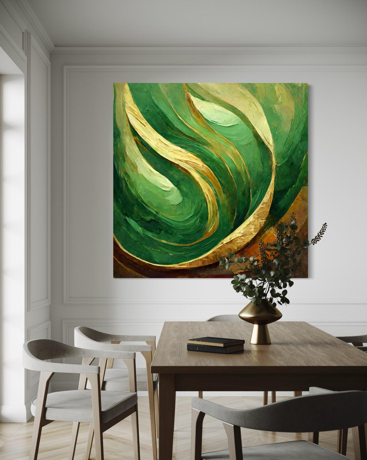 WANDBILD grün gemalte abstraktion - Grün, Textil (50/50cm) - Feeby