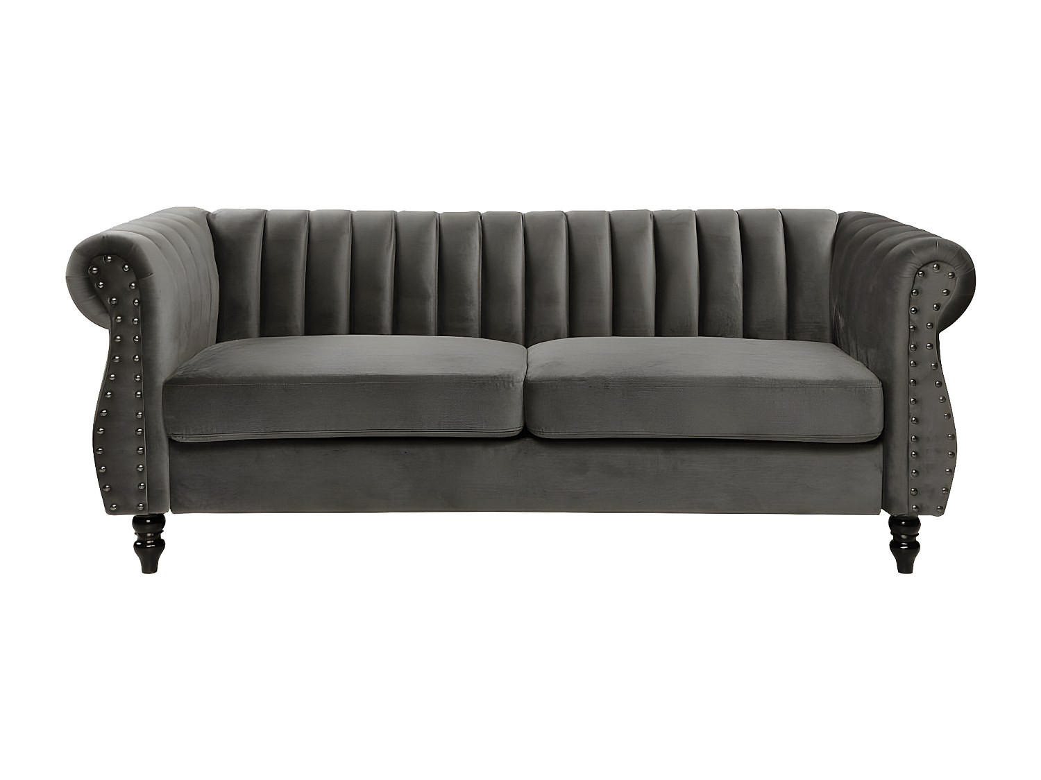 SOFA ohne Schlafmöglichkeit - 3 Personen - Stoff, Samt - Grau - - Grau, Textil (195/77/78cm) - Vente-Unique