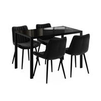 JÍDELNÍ STŮL SESTAVA Grand, Černá, 120 x 70 cm se 4 židlemi (černé) - černá, sklo (120/74.5/70cm) - Vicco