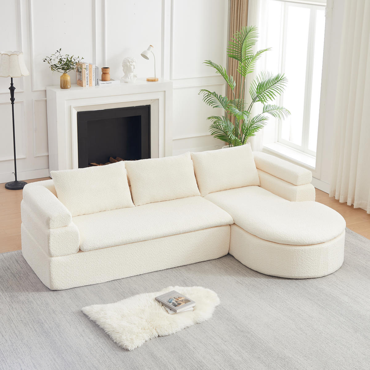 ECKSOFA 260/170/65 cm Beige Chenille mit Chaiselongue - Beige, Textil (260/170cm) - Oxeza