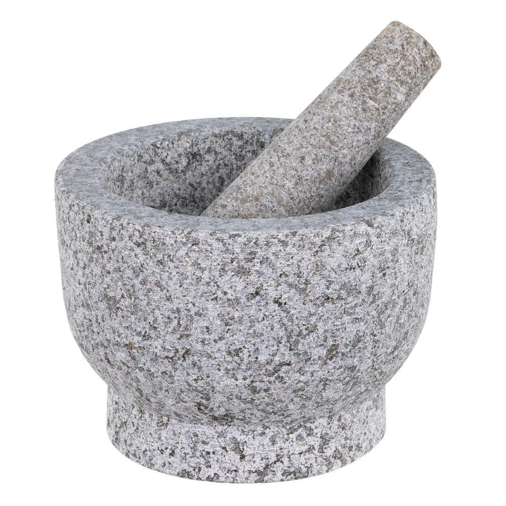 GRANITMÖRSER mit Stößel Maße: ca. Ø 15 x H 10cm - Transparent, Stein (15/15cm)