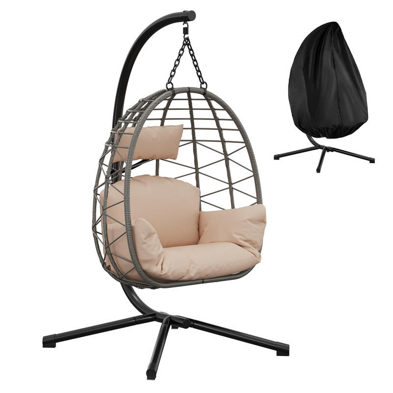 HÄNGESESSEL mit Gestell – 130 kg, wetterfest - Beige, Metall (10.5/19.6/10.5cm) - Auledio