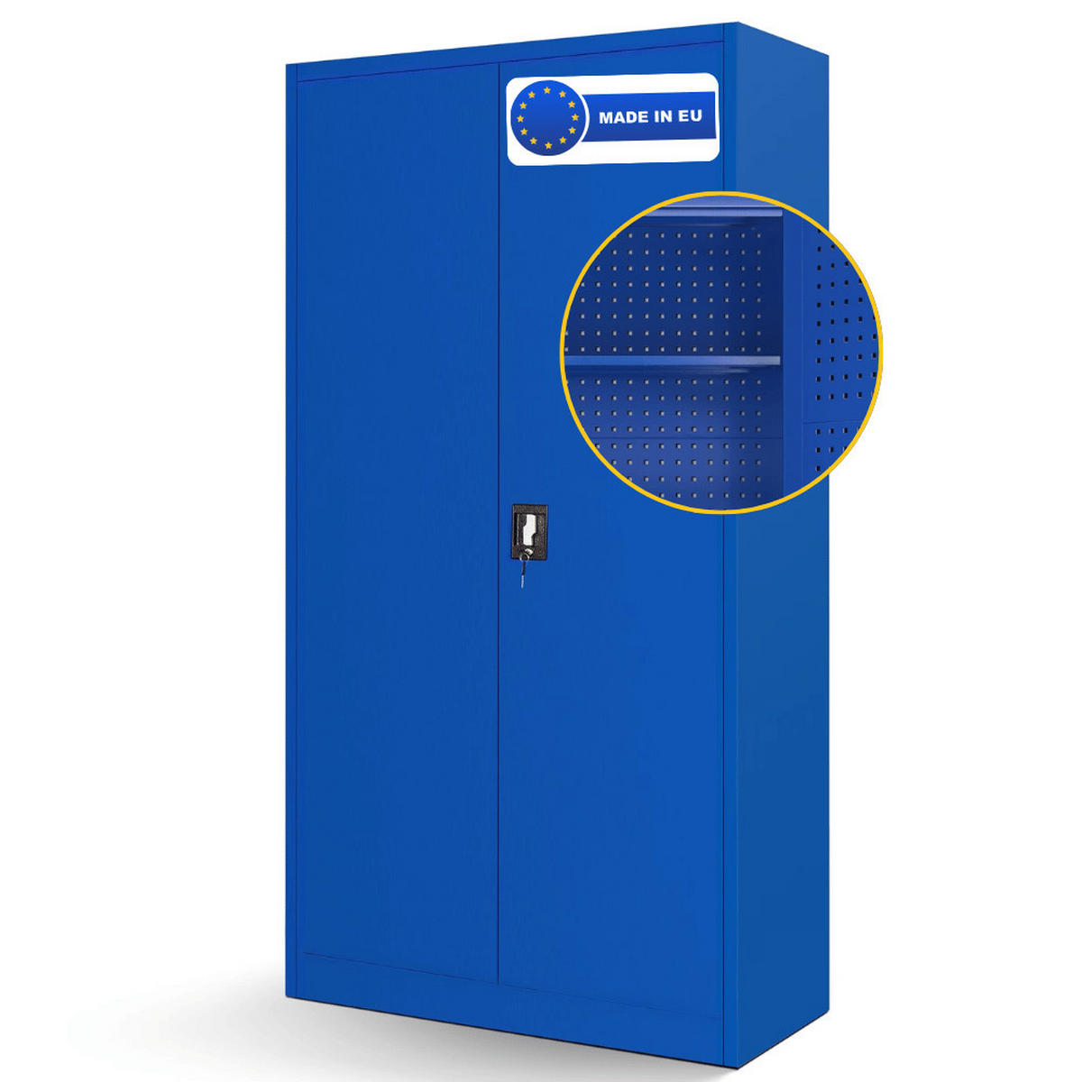 WERKZEUGSCHRANK mit Lochwand KESU 185x92x50cm Blau - Blau, Metall (92/185/50cm) - DELUKE