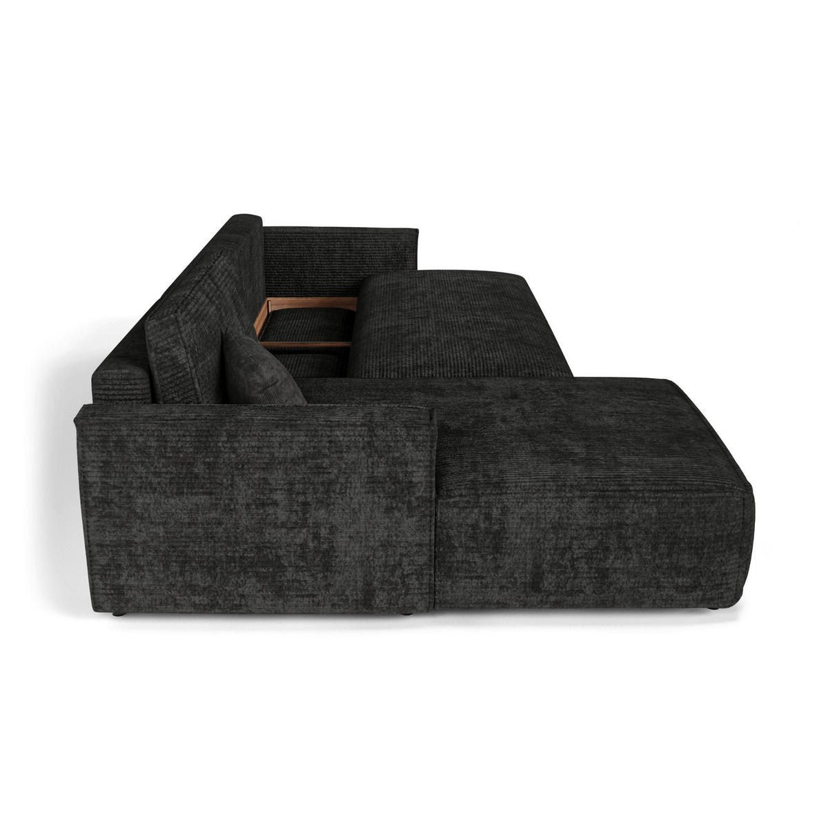 LINKSECK-SCHLAFSOFA mit Stauraum Cord Schwarz 297cm - Schwarz, Textil (297/167cm) - Premium Interiors