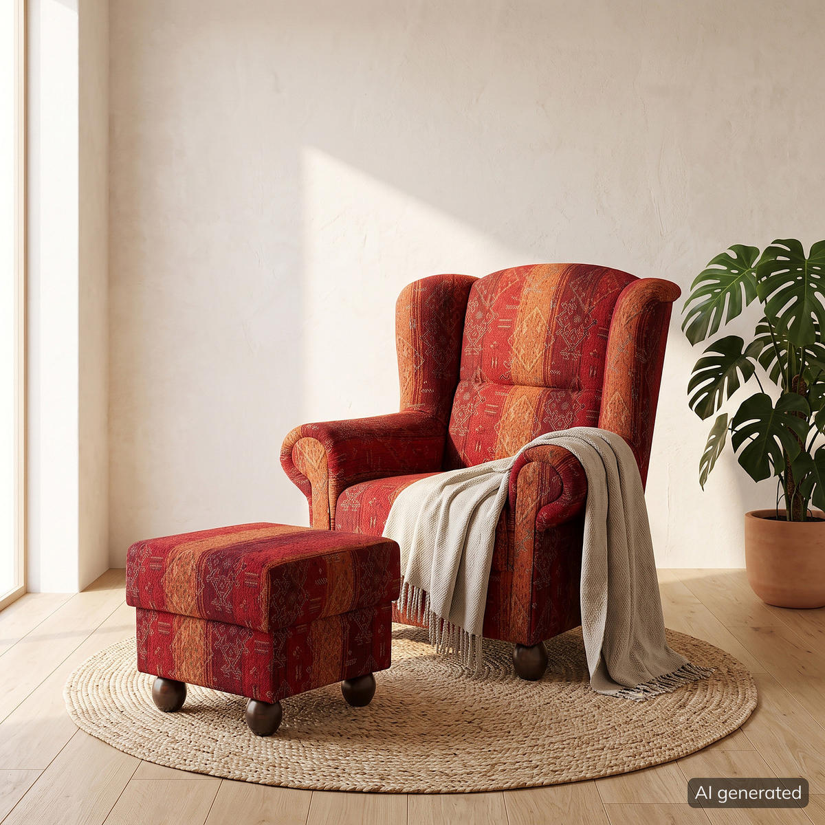 OHRENSESSEL - Webstoff - Rot - Rot, Textil (91/99/90cm) - home24