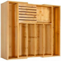 BESTECKKASTEN Bambus erweiterbar 32-55 cm mit Messerblock Natur - Braun, Naturmaterialien (55/5/43cm)