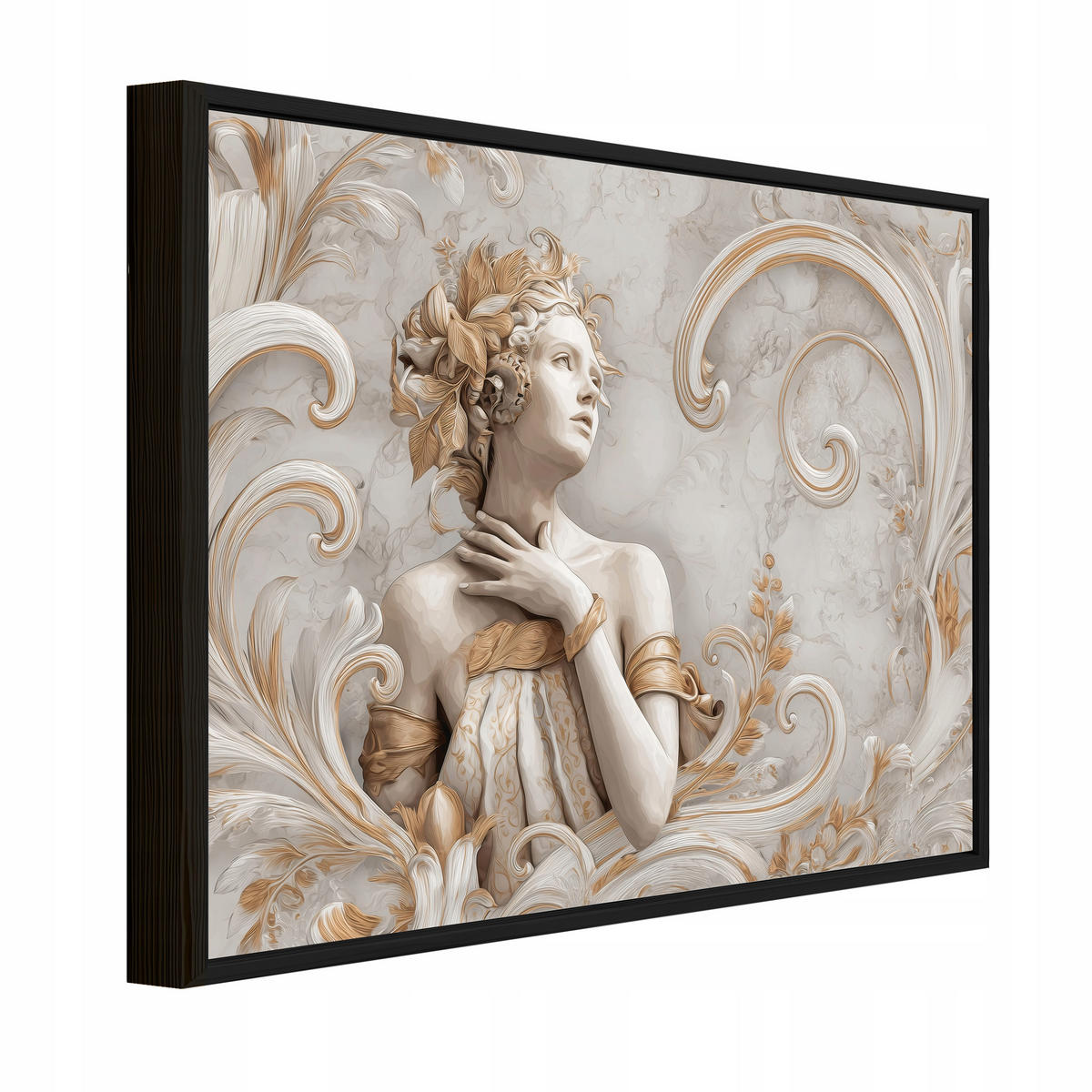 BILDER mit Rahmen Frau Marmor Beige 120x80 cm - Multicolor, Holzwerkstoff (120/80cm) - Wallarena