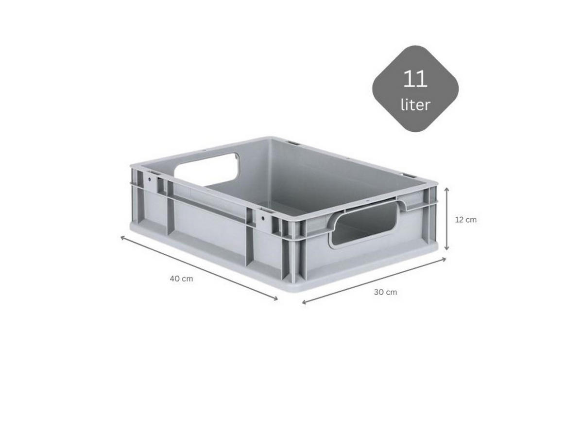 EUROBOX 5x Nextgen Economy Griffe Offen 12x30x40cm 11 Liter - Grau, Kunststoff (30/12/40cm) - PROREGAL