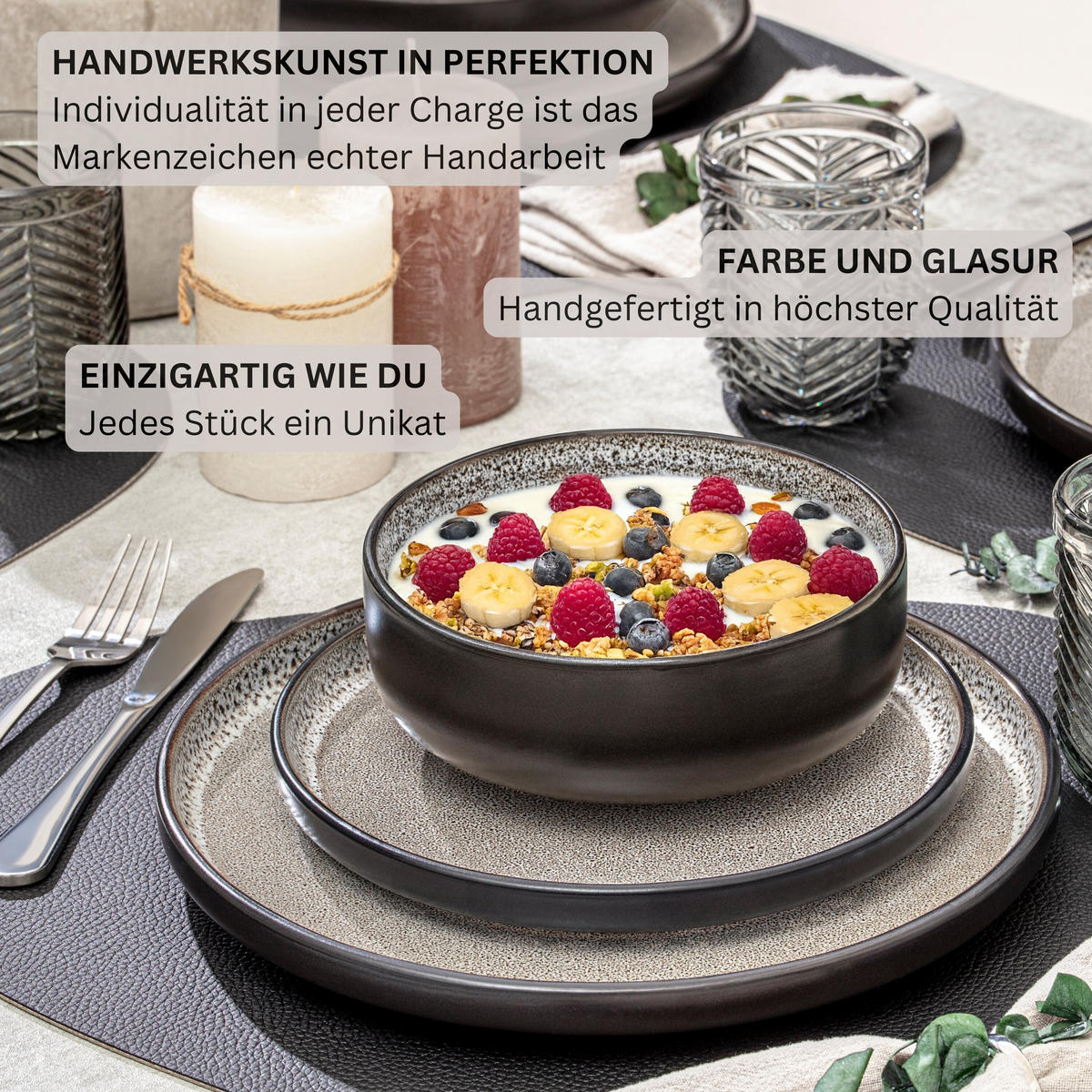 SCHALEN SET LUXOR - 6 teilig aus Steingut - Beige, Stein (16/16/6.5cm) - Sänger