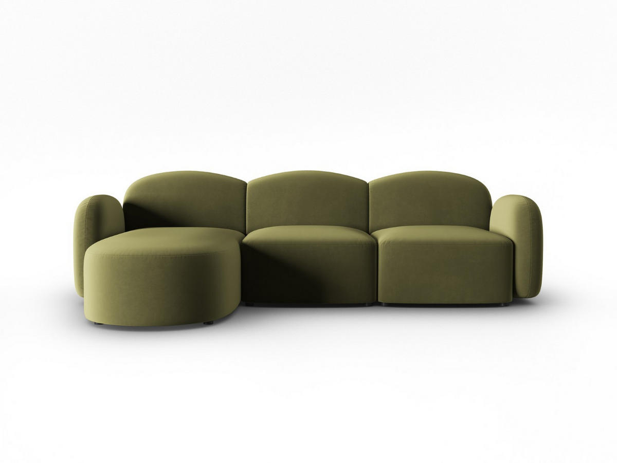 ECKSOFA links Blair aus Samt hellgrün 4 Sitzplätze - Hellgrün, Textil (155/272cm) - Micadoni