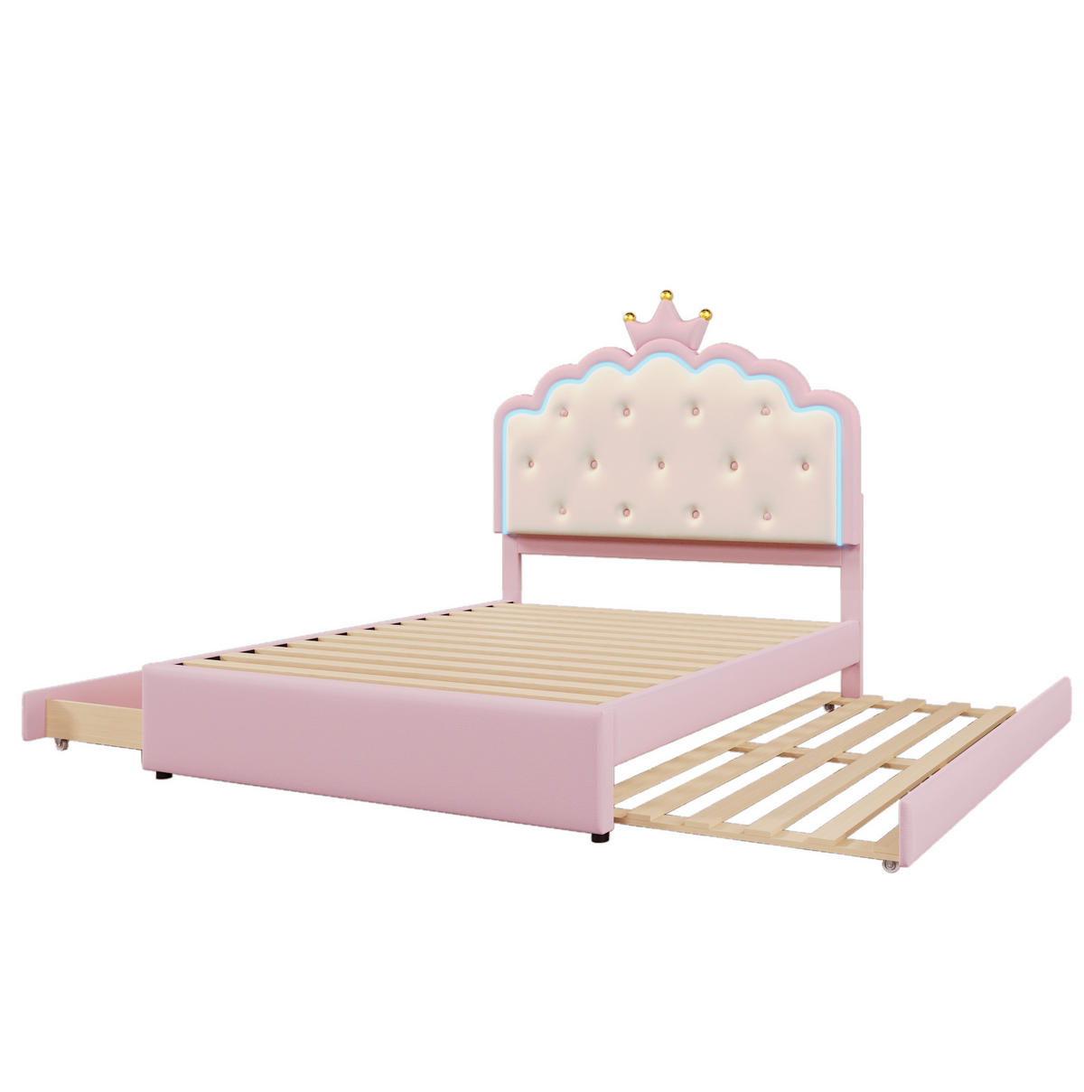 POLSTERBETT mit Ausziehbett und 2 Schubladen 140x200 cm PU Pink - Pink, Holz (140/200cm) - Meubliv