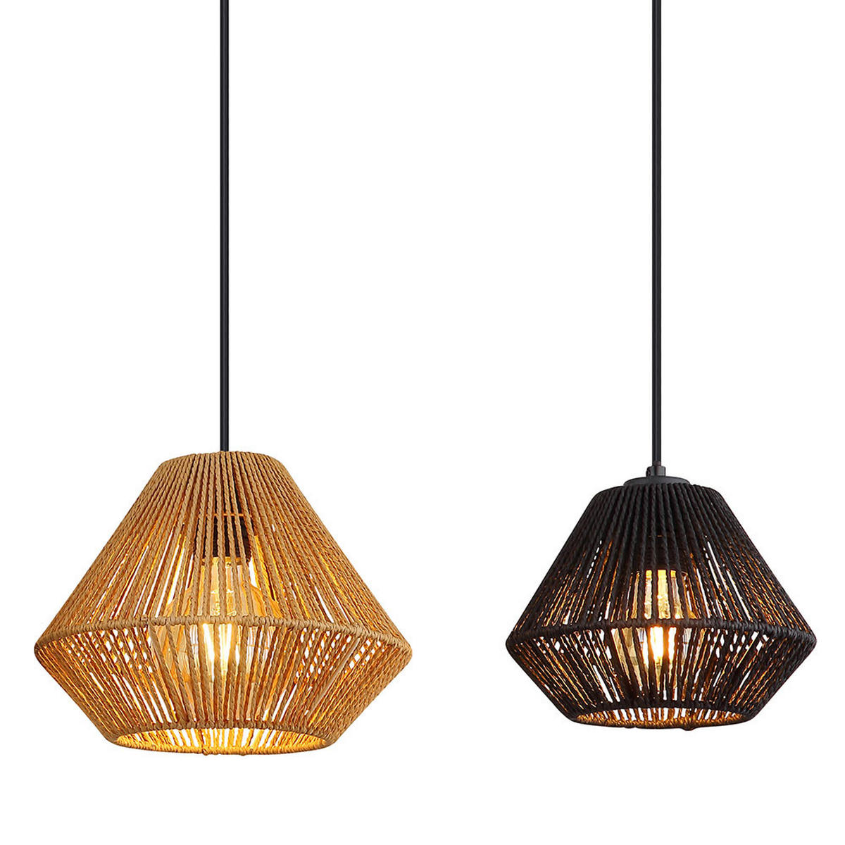 LED HÄNGELEUCHTE Naturseile Schwarz Beige - Schwarz, Metall (103/30/120cm) - Globo Lighting