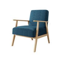 SESSEL Retro Cord - Blau/Naturfarben, Holz/Textil (59/76/67cm) - MIRJAN24