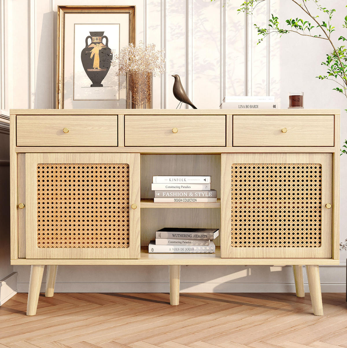 SIDEBOARD aus MDF 120x40x78 cm Eiche mit 3 Schubladen und 3 Türen - Eichefarben, Holzwerkstoff (120/78/40cm) - IVMEU