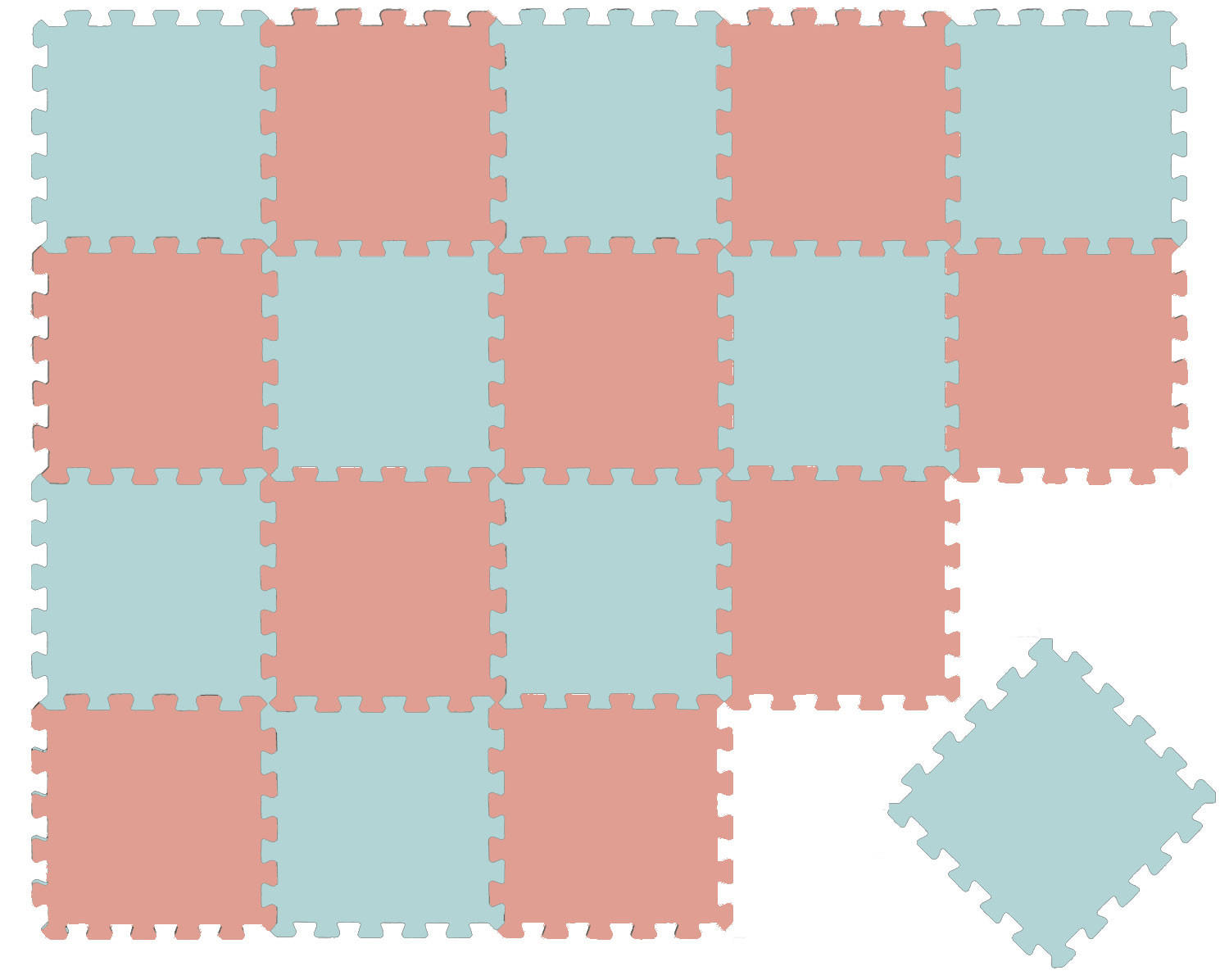 SPIELMATTE ab Null - 180/90/1 cm Puzzlematte Mint/rosa - Multicolor, Kunststoff (30/30cm) - Littletom