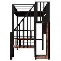 HOCHBETT mit Stauraum und Leiter Schwarz 90x200 cm Metall - Schwarz, Metall (90/200cm) - SONNENH