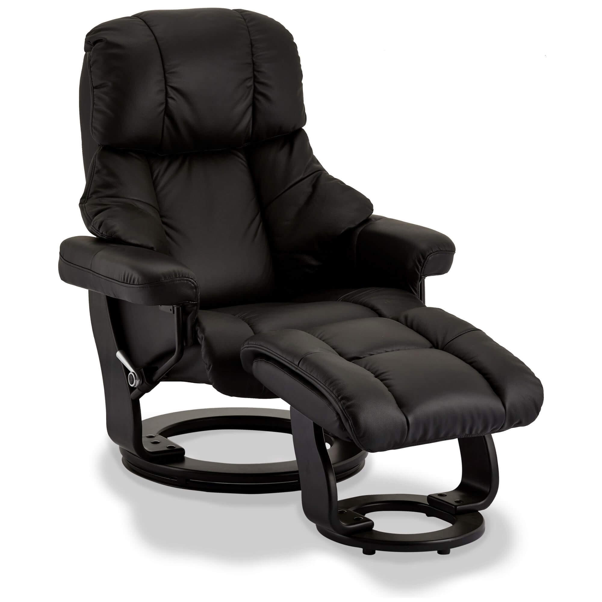 RELAXSESSEL Echtleder Schwarz - Schwarz, Leder/Holz (83/107/88cm) - Furnhouse