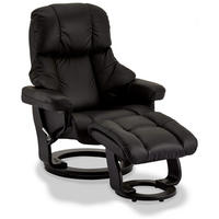 RELAXSESSEL Echtleder Schwarz - Schwarz, Leder/Holz (83/107/88cm) - Furnhouse