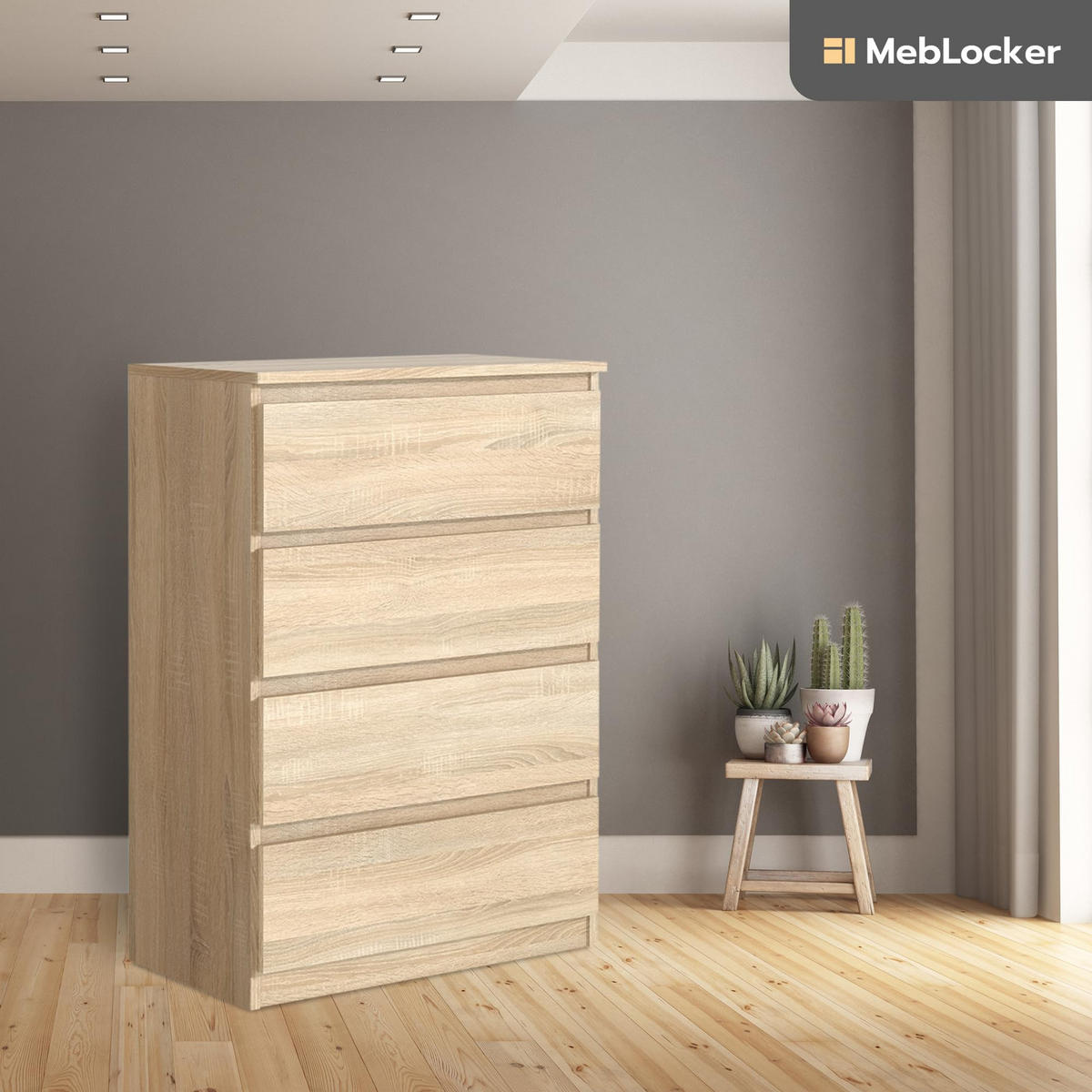 KOMMODE mit 4 Schubladen SonomaEiche - Sonoma Eiche, Holzwerkstoff (102/70/39cm) - MebLocker