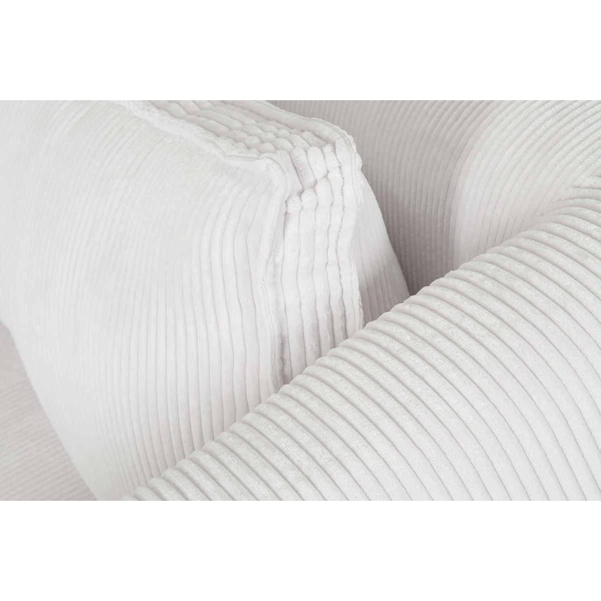 ECKSOFA Links Ecrufarbener Cordstoff Samteffekt 3-4-Sitzer – PANAM - Weiß, Textil (168/272cm) - Miliboo