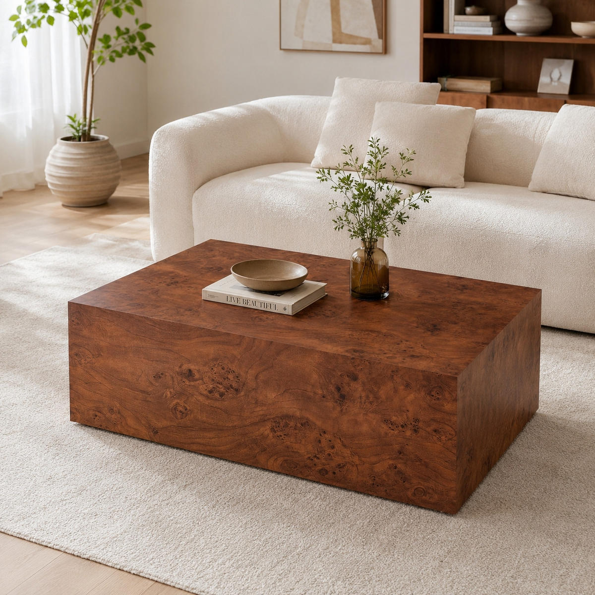 COUCHTISCH DE-37342 mit Holzoptik und stabiler Konstruktion Naturholz - Walnussfarben, Holzwerkstoff (90/50/30cm) - ComfortXL
