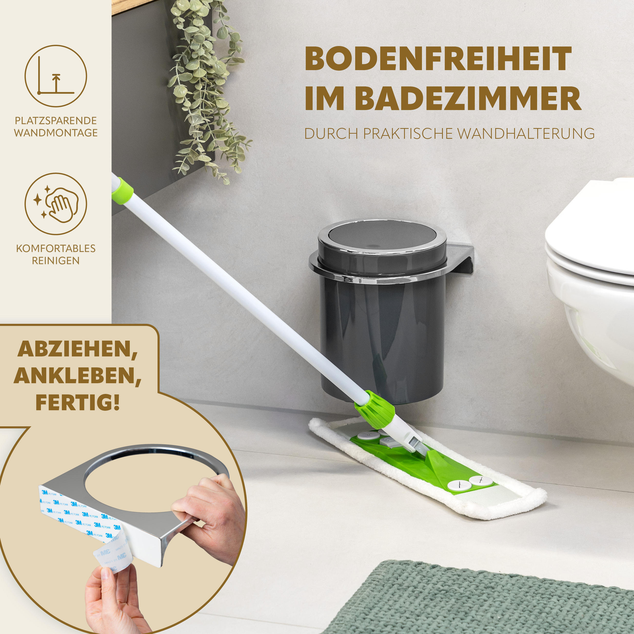 Thumbnail - bremermann Bad-Set, Grau, Kunststoff, 10x36.5x10 cm, Badaccessoires